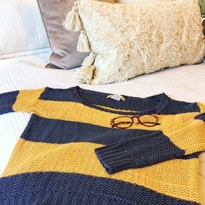 Blue & mustard striped sweater